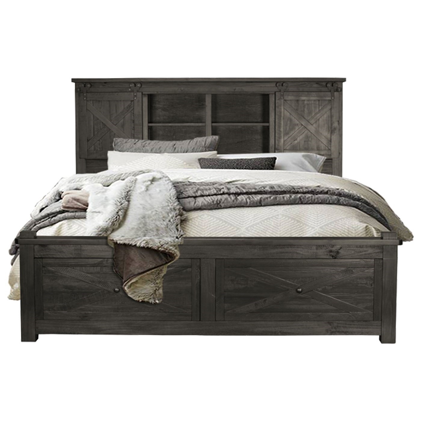 California king bookcase hot sale storage bed
